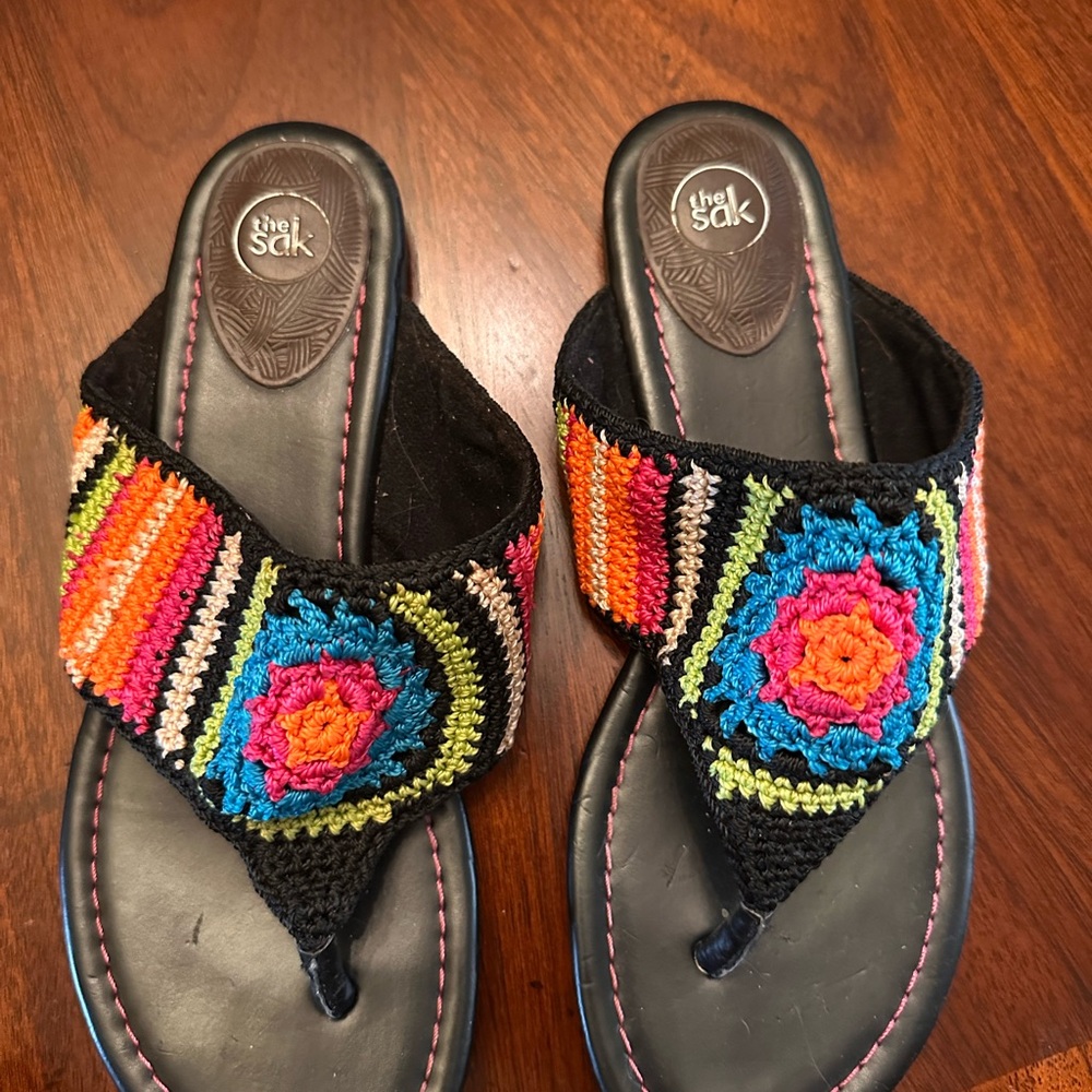 - The Sak, Crochet Thong Sandal Multicolor